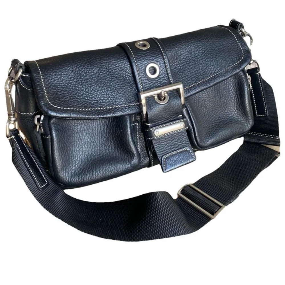 Prada Black Leather Shoulder Bag with Adjustable Strap